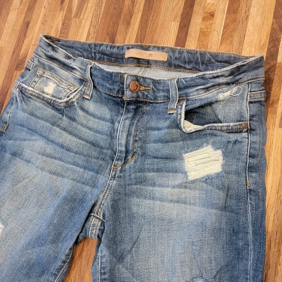 Joe's Jeans Boyfriend Slim Crop Distressed Blue Jeans - Picture 3 of 12